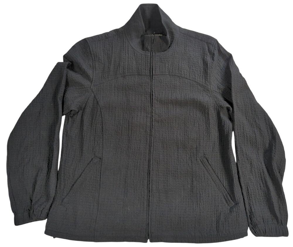VTG Orvis Women SP Black Zip Front Lightweight Jacket Rayon Blend Small Petite